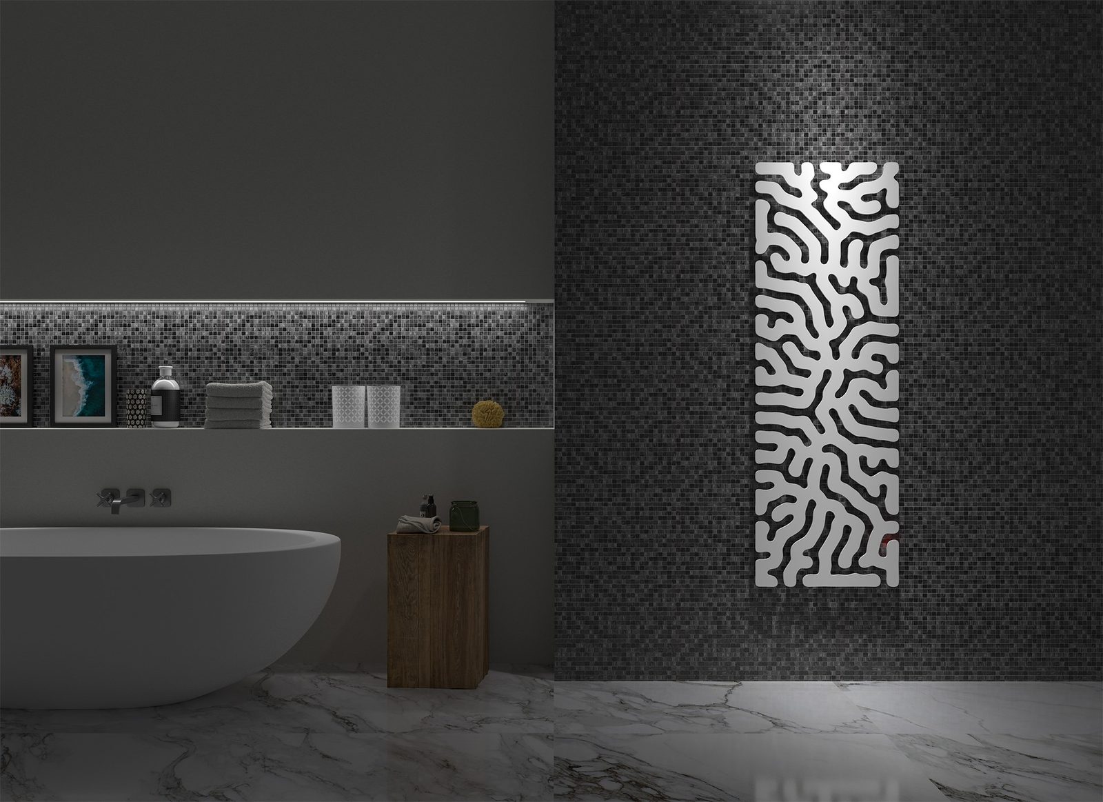 Designerski grzejnik ozdobny Coral Caos srl –Ekspozycja w Bellissimo Home, Bulwary Książęce (Wrocław, Kępa Mieszczańska, 500m od Rynku).